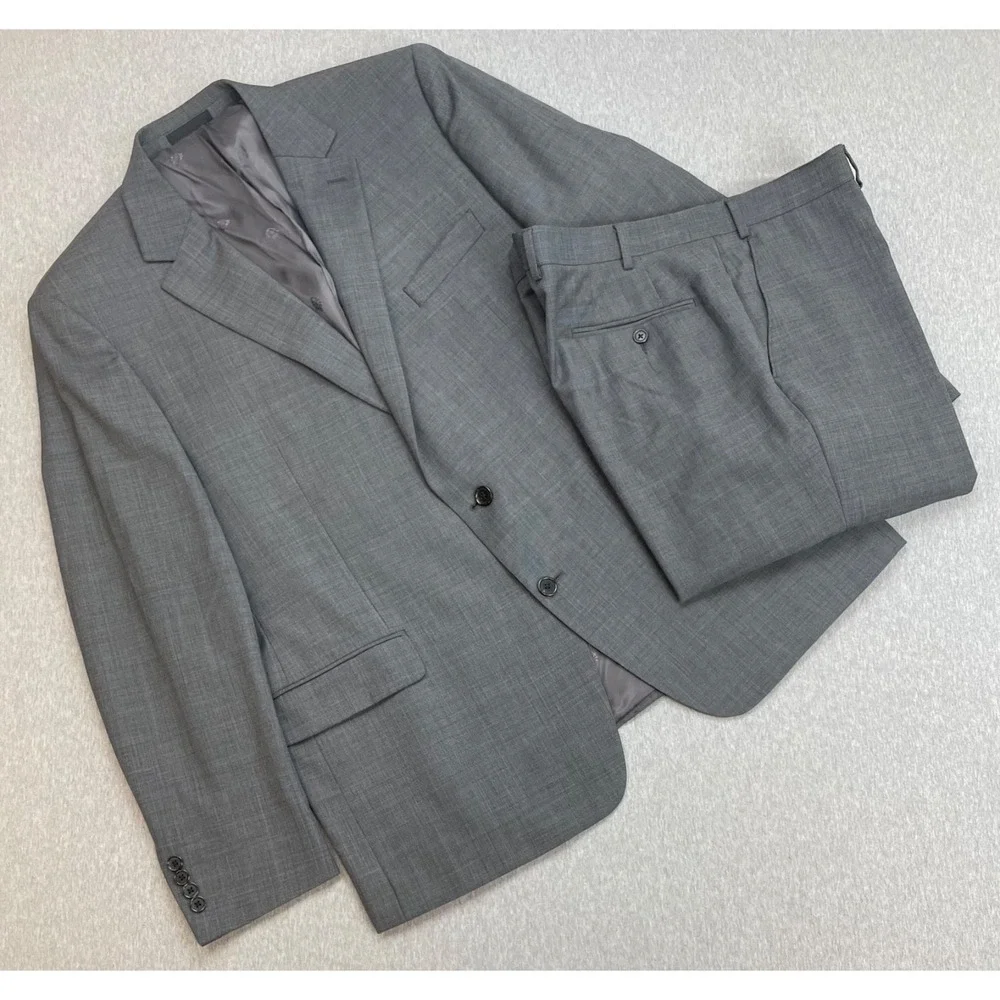 Lauren Ralph Lauren Suit Mens 46L Hopsack Wool Blend Pants 38x29 - 2 Pcs
